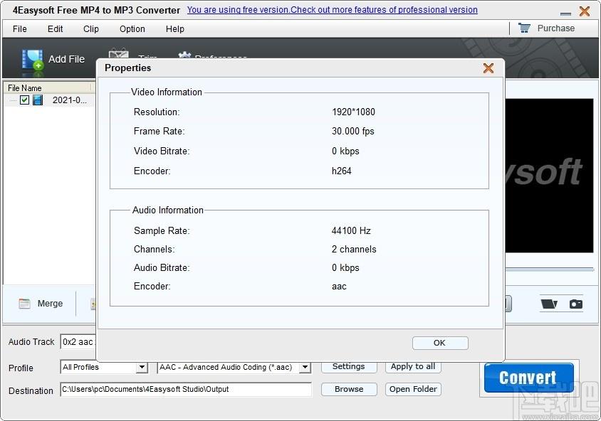 4Easysoft Free MP4 to MP3 Converter下载,音视频转换器,视频转换